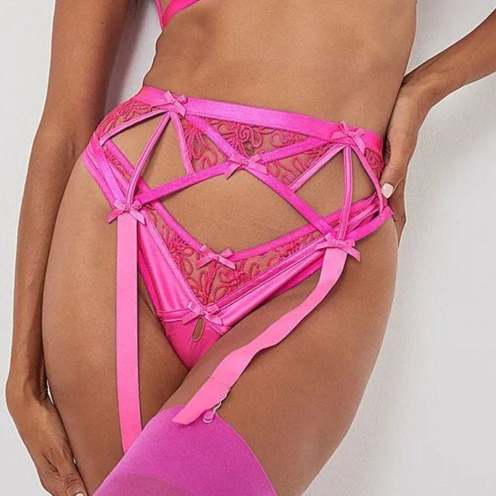 For Love and Lemons Lace Garter Belt in Fuchsia Size‎ Small NWT
